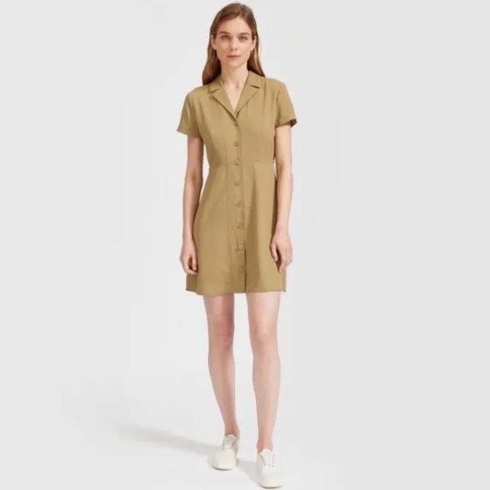 Everlane The Japanese Go Weave Button Down Shirt Dress